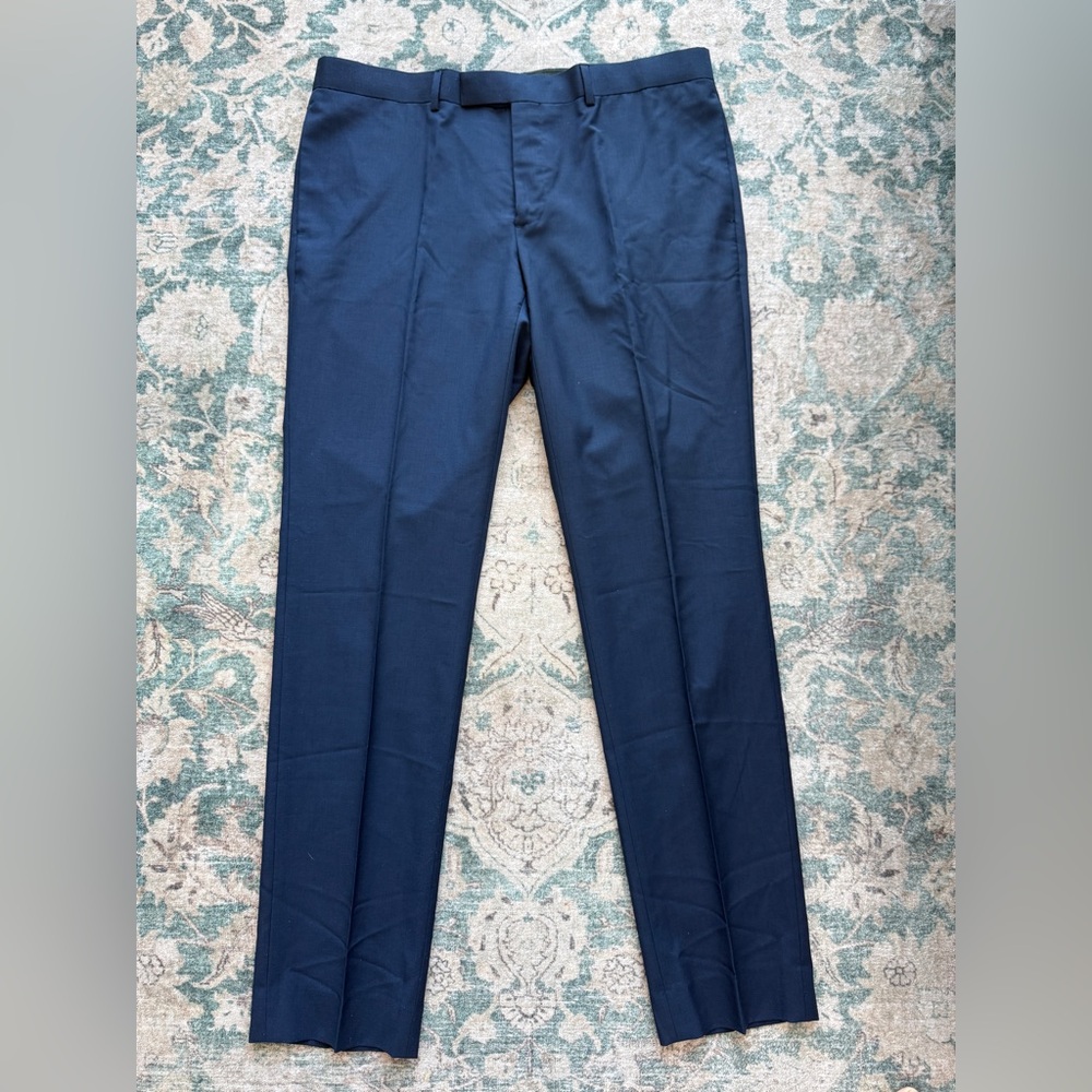 Sandro Men's Pants 36 Navy Wool Blend Mohair Flat Front Classic $450